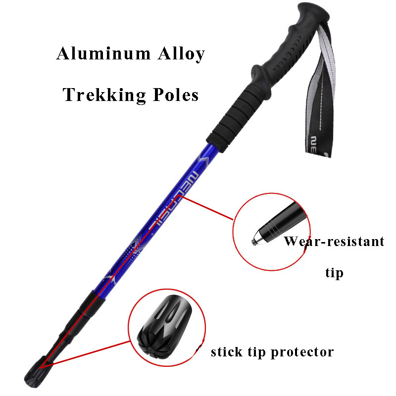NUONEKO Трисекционна прибираща се пръчка На открито Преносима щека за туризъм, катерене Прибираща се защитна бастун CA26