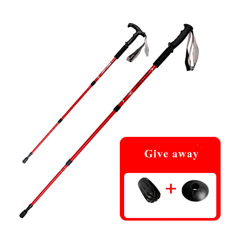 NUONEKO Трисекционна прибираща се пръчка На открито Преносима щека за туризъм, катерене Прибираща се защитна бастун CA26
