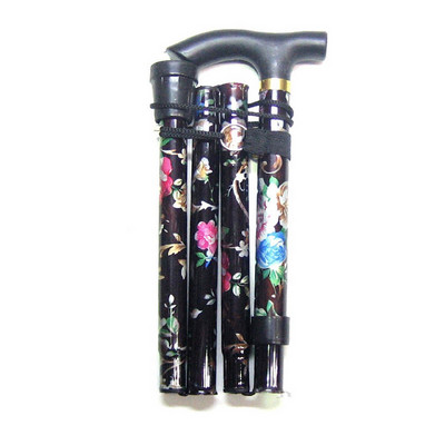 Könnyű összecsukható sétapálcák idős idősek számára, teleszkópos, 17 hüvelykes, állítható, összecsukható, virágos fémbotos sétapálcák túrázáshoz