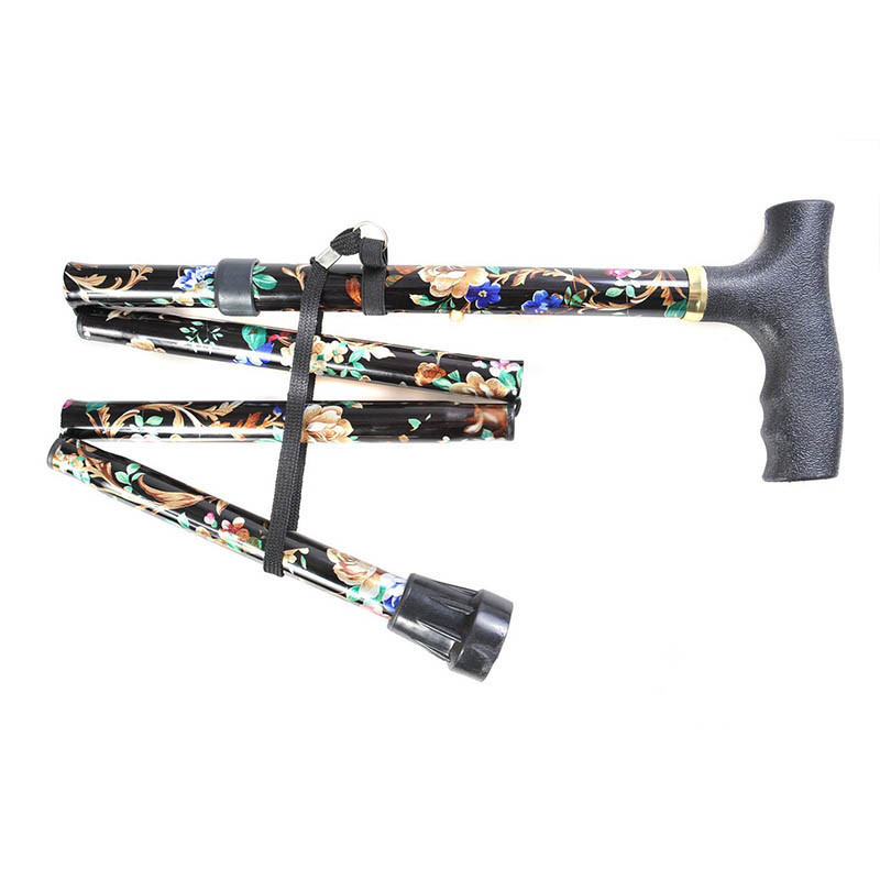 Könnyű összecsukható sétapálcák idős idősek számára, teleszkópos, 17 hüvelykes, állítható, összecsukható, virágos fémbotos sétapálcák túrázáshoz