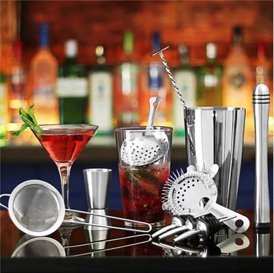 Set mixer Cocktail Shaker din oțel inoxidabil premium Kit profesional pentru barman pentru petrecere acasă la bar Accesorii complete pentru barman