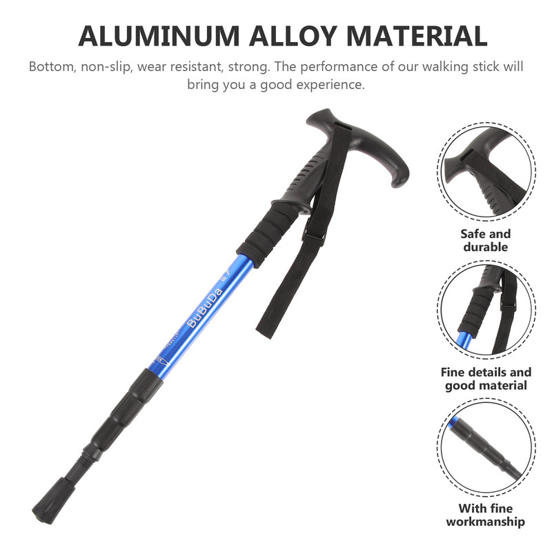 Възрастни бастун, сгъваем бастун, патерици, алуминиева сплав, туризъм, прибиращи се трекинг щеки