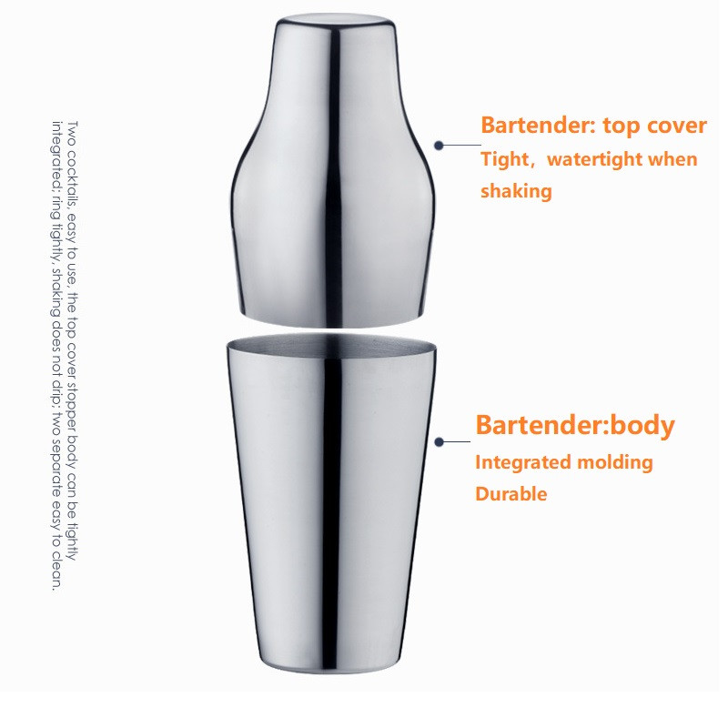 650 ml roostevabast terasest prantsuse kokteilišeiker Klassikaline elegantne baarikokteilišeiker baarmeni baaritööriist