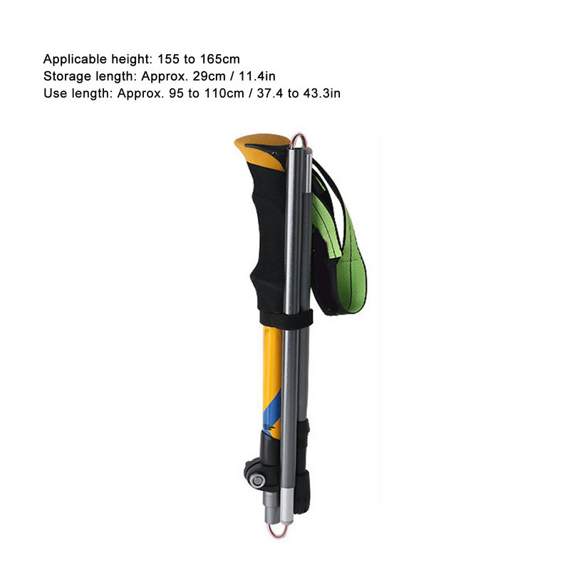 Aliuminio lydinio nešiojama lengva teleskopinė lazda, skirta alpinizmui lauke