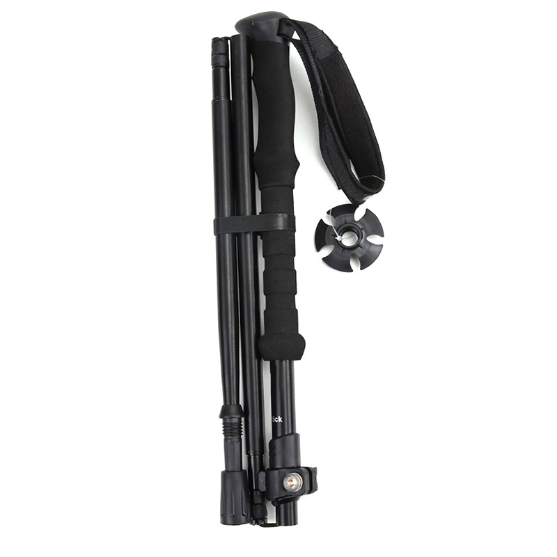 Didelio stiprumo 4 sekcijų teleskopinis sulankstomas trumpas žygio lazdas EVA lauko rankena