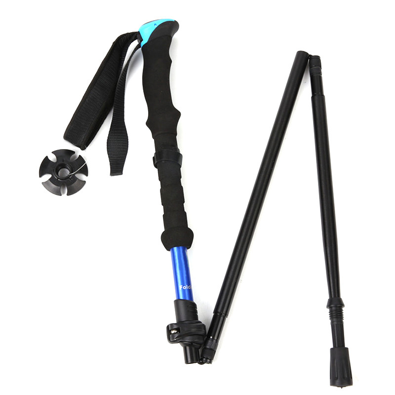 Didelio stiprumo 4 sekcijų teleskopinis sulankstomas trumpas žygio lazdas EVA lauko rankena
