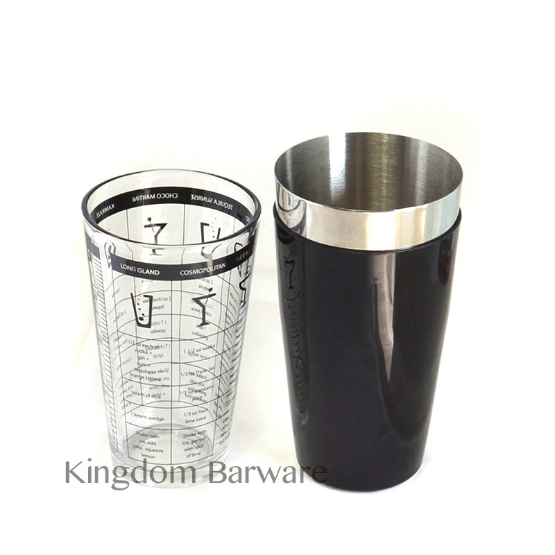 Kokteilišeikerid 2-osalised 16 untsi. & 28 untsi. Kokteiliretseptid Kummikattega roostevabast terasest klaasi segamine Bostoni šeiker