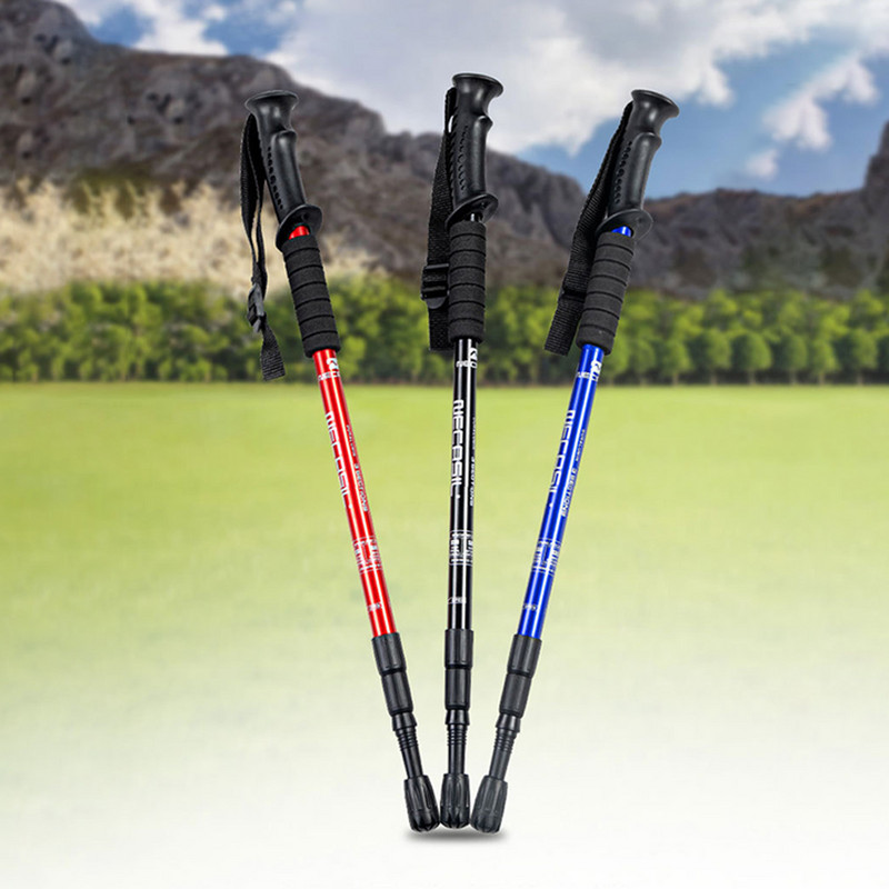 Εξωτερικοί στύλοι αναρρίχησης 3 τμημάτων Τηλεσκοπικό ραβδί πεζοπορίας από κράμα αλουμινίου αντιολισθητική λαβή για ηλικιωμένους εργαλεία ορειβασίας