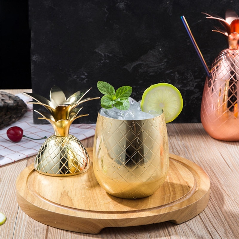 Ananassikujuline klaaskokteil klaasist veinikomplekt veiniklaas metallist veinitopsid roostevabast terasest materjalist baaritööriist joogitopsid