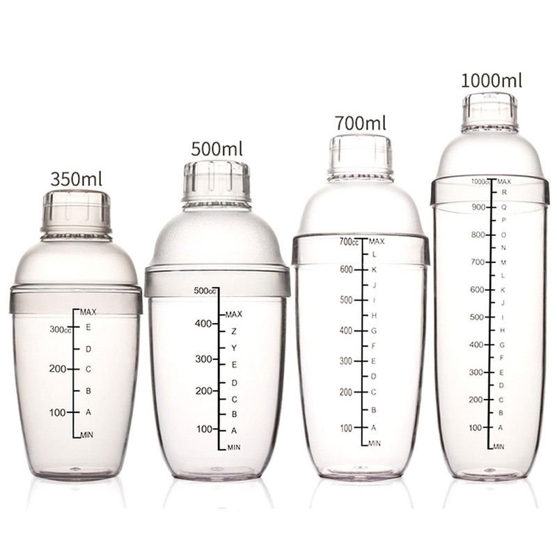 350 ml 500 ml 700 ml 1000 ml plastikinis kokteilių plaktuvas Skaidrus baro plaktuvas Pieno arbatos puodelis Barmeno baro įrankiai Priedai su skaidriomis nuosėdomis