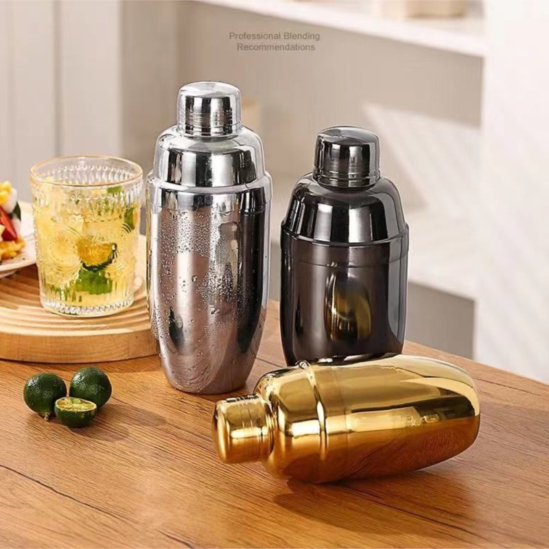 Spalvotas nerūdijančio plieno trijų sekcijų kokteilių plaktuvas Mišraus gėrimo rankinio švaistiklio puodelis vakarėlio baro barmeno įrankis 350/550/750 ml