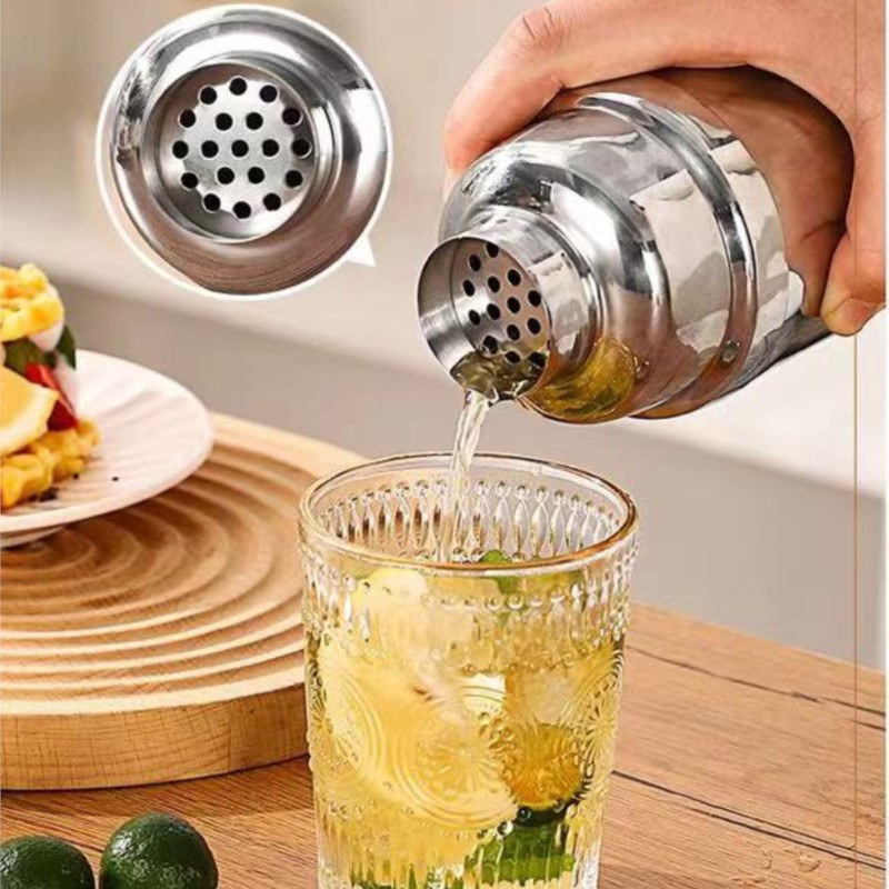 Spalvotas nerūdijančio plieno trijų sekcijų kokteilių plaktuvas Mišraus gėrimo rankinio švaistiklio puodelis vakarėlio baro barmeno įrankis 350/550/750 ml