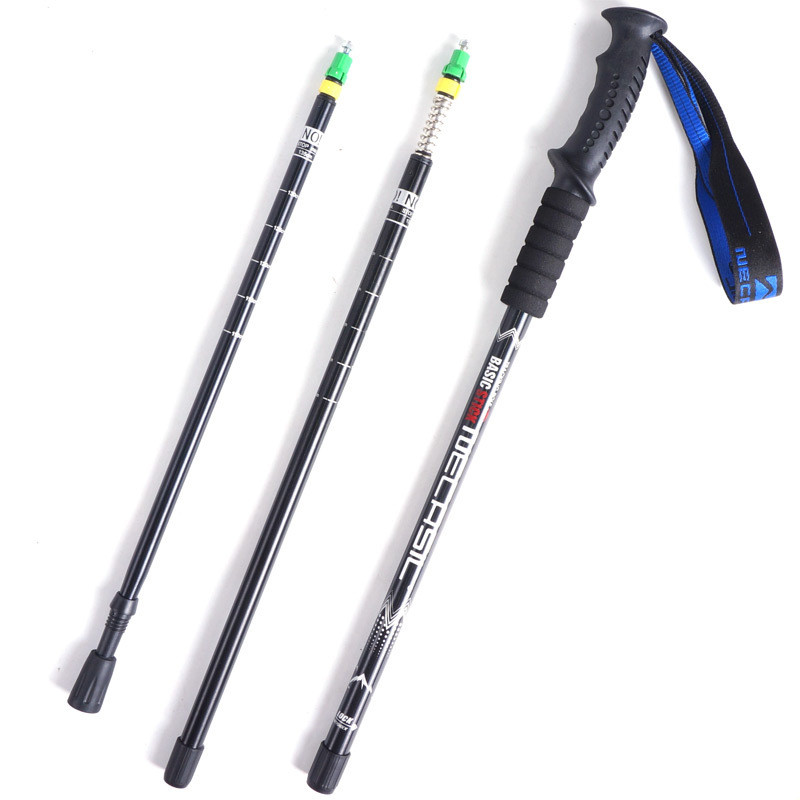 Aliuminio lydinio lazdelės teleskopinis 3 sekcijų išorinis užraktas, sulankstomas lengvas vaikščiojimo lazdas, 65–135 cm tiesi rankena