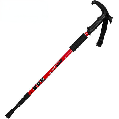 Baston de trekking din aliaj de aluminiu Baston de alpinism, telescopic pliabil cu patru secțiuni, pentru alpinism și drumeții Bastoane de mers Baston pentru bătrâni