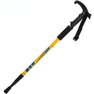 Baston de trekking din aliaj de aluminiu Baston de alpinism, telescopic pliabil cu patru secțiuni, pentru alpinism și drumeții Bastoane de mers Baston pentru bătrâni