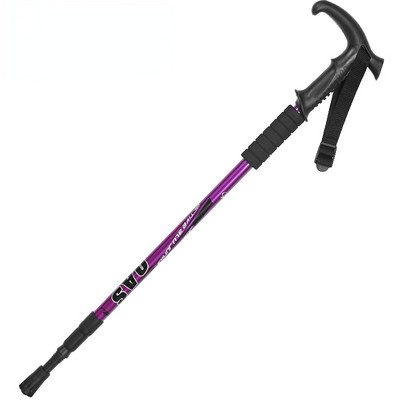 Baston de trekking din aliaj de aluminiu Baston de alpinism, telescopic pliabil cu patru secțiuni, pentru alpinism și drumeții Bastoane de mers Baston pentru bătrâni