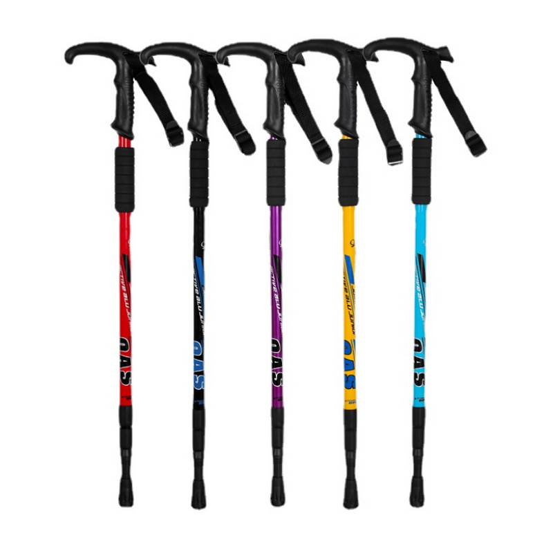 Baston de trekking din aliaj de aluminiu Baston de alpinism, telescopic pliabil cu patru secțiuni, pentru alpinism și drumeții Bastoane de mers Baston pentru bătrâni