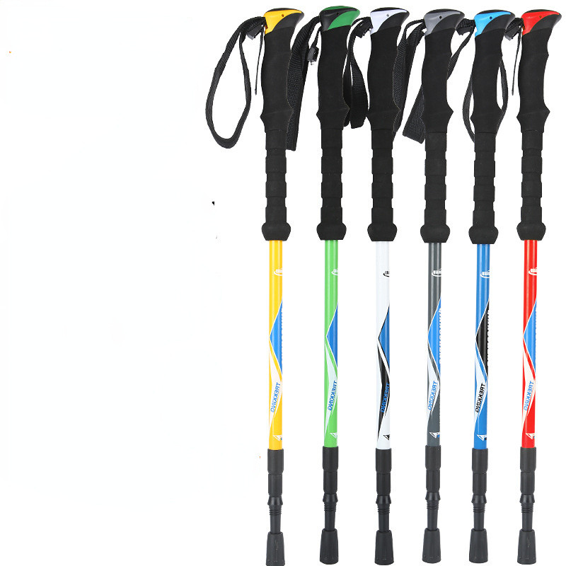 7075 Αλουμίνιο Trekking Pole Ελαφρύ μπαστούνια πεζοπορίας και τρεξίματος που απορροφούν τους κραδασμούς με φυσαλίδες κλειδαριές από φυσικό φελλό