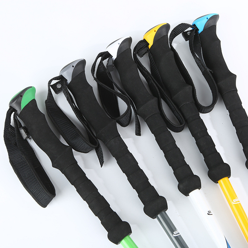 7075 Αλουμίνιο Trekking Pole Ελαφρύ μπαστούνια πεζοπορίας και τρεξίματος που απορροφούν τους κραδασμούς με φυσαλίδες κλειδαριές από φυσικό φελλό