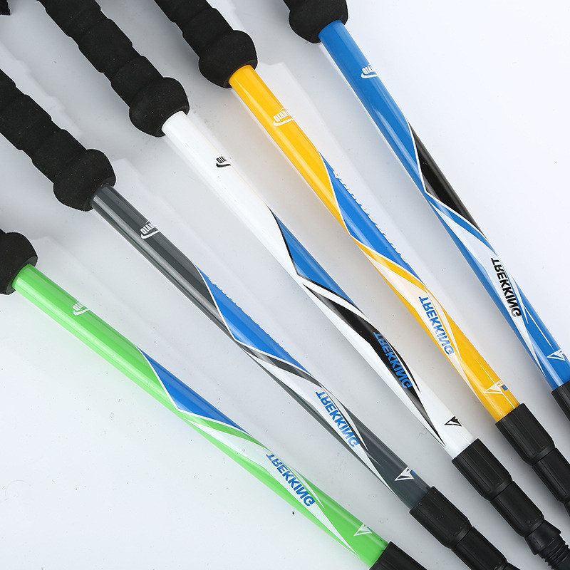 7075 Αλουμίνιο Trekking Pole Ελαφρύ μπαστούνια πεζοπορίας και τρεξίματος που απορροφούν τους κραδασμούς με φυσαλίδες κλειδαριές από φυσικό φελλό