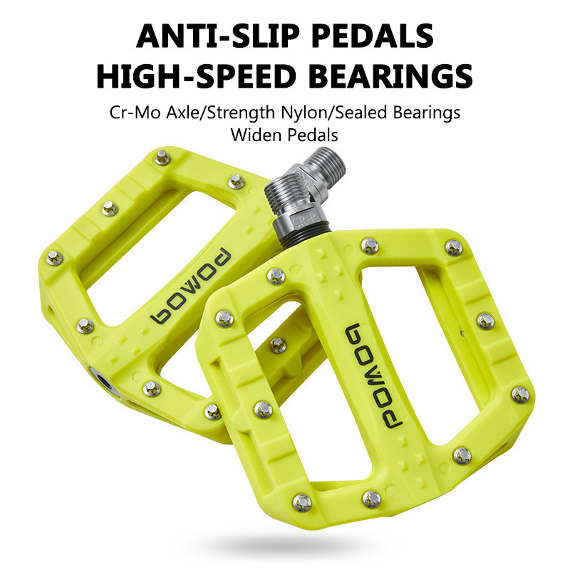 BOWOD lengvas nailoninis sandarus guolių pedalas dviračių važiavimo plokščias neslystantis dviračio pedalas dviračio pedalas 9/16" BMX dviračio priedai