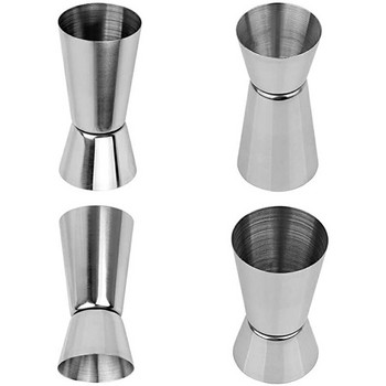 Από ανοξείδωτο χάλυβα διπλής κεφαλής κοκτέιλ σέικερ με κούπα 15/30 ml ή 20/40 ml Silver Cocktail Jigger Wine Measure Device Layered Cup