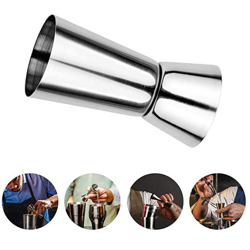 Roostevabast terasest topeltpeaga kokteilisheiker 15/30 ml või 20/40 ml hõbedane kokteilisaiger veinimõõtmisseadme kihiline tass