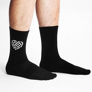 Спортни бягащи чорапи за колоездене Heart Chain Print Дишащи шосейни чорапи за велосипеди Мъже, Дами, Y-образна форма, задна пета, абсорбиращи потта чорапи