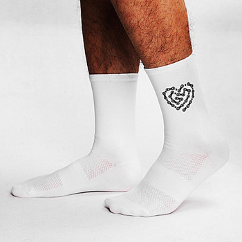 Спортни бягащи чорапи за колоездене Heart Chain Print Дишащи шосейни чорапи за велосипеди Мъже, Дами, Y-образна форма, задна пета, абсорбиращи потта чорапи