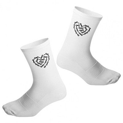 Șosete sport, alergare, ciclism, imprimeu cu lanț de inimă, șosete respirabile pentru bicicletă, bărbați, femei, în formă de Y, cu călcâiul din spate, șosete cu absorbție a transpirației