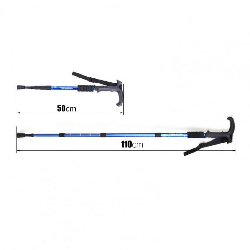 Praktiškos pėsčiųjų lazdos Aliuminio lydinio vaikščiojimo lazdos Lanksčios nuo rūdžių keturių dalių teleskopinės lazdos