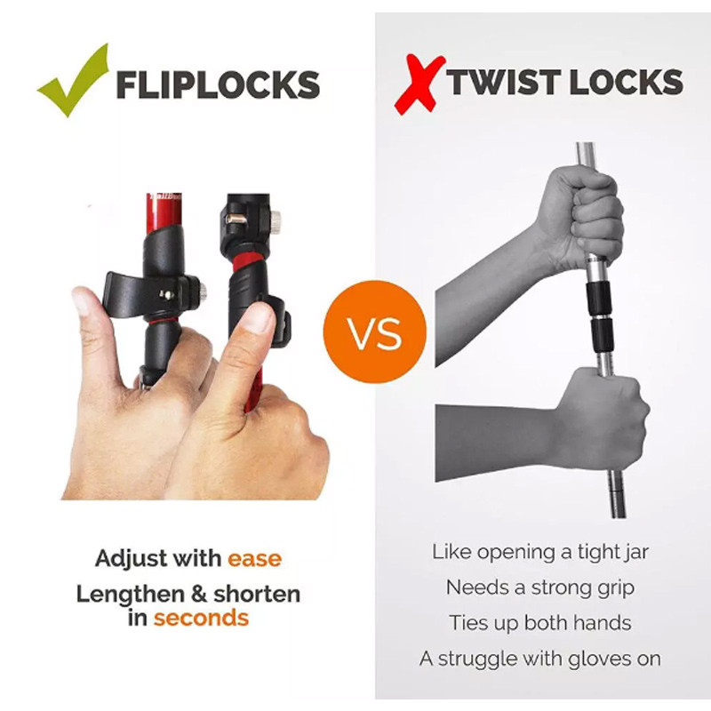 Itin lengvi šiaurietiško ėjimo lazdos iš aliuminio lydinio teleskopinės žygio lazdos