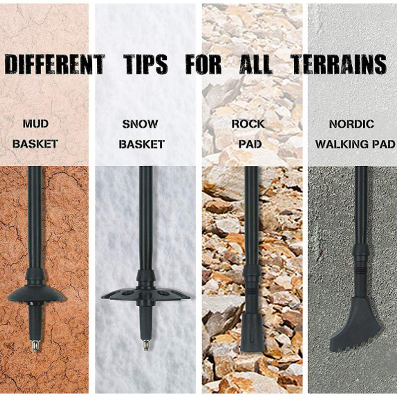 Itin lengvi šiaurietiško ėjimo lazdos iš aliuminio lydinio teleskopinės žygio lazdos