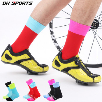DH SPORTS Нови чорапи за колоездене Мъже Жени Професионален дишащ чорап за велосипед Personality Bicycle Racing Running Compression Sock