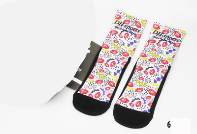 Ανδρικές Γυναικείες χτενισμένες βαμβακερές κάλτσες ποδηλασίας με μοτίβο εκτύπωσης αναπνεύσιμο ποδήλατο ποδήλατο MTB αθλητικές κάλτσες μπάσκετ για τρέξιμο