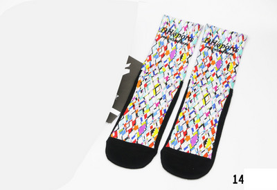 Ανδρικές Γυναικείες χτενισμένες βαμβακερές κάλτσες ποδηλασίας με μοτίβο εκτύπωσης αναπνεύσιμο ποδήλατο ποδήλατο MTB αθλητικές κάλτσες μπάσκετ για τρέξιμο