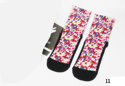 Ανδρικές Γυναικείες χτενισμένες βαμβακερές κάλτσες ποδηλασίας με μοτίβο εκτύπωσης αναπνεύσιμο ποδήλατο ποδήλατο MTB αθλητικές κάλτσες μπάσκετ για τρέξιμο