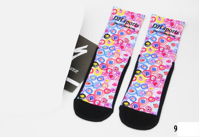 Ανδρικές Γυναικείες χτενισμένες βαμβακερές κάλτσες ποδηλασίας με μοτίβο εκτύπωσης αναπνεύσιμο ποδήλατο ποδήλατο MTB αθλητικές κάλτσες μπάσκετ για τρέξιμο