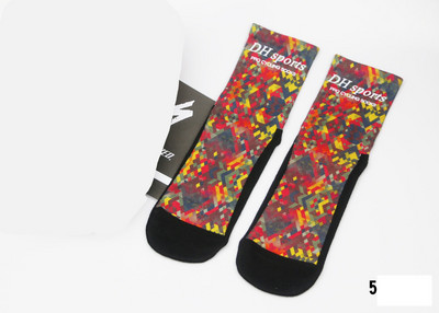 Ανδρικές Γυναικείες χτενισμένες βαμβακερές κάλτσες ποδηλασίας με μοτίβο εκτύπωσης αναπνεύσιμο ποδήλατο ποδήλατο MTB αθλητικές κάλτσες μπάσκετ για τρέξιμο