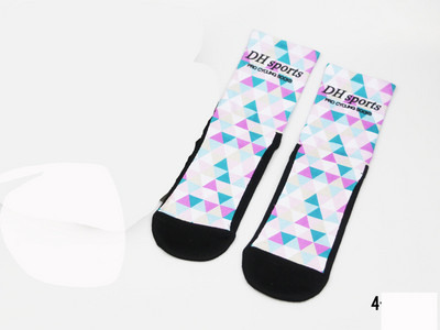 Ανδρικές Γυναικείες χτενισμένες βαμβακερές κάλτσες ποδηλασίας με μοτίβο εκτύπωσης αναπνεύσιμο ποδήλατο ποδήλατο MTB αθλητικές κάλτσες μπάσκετ για τρέξιμο