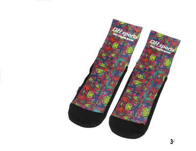 Ανδρικές Γυναικείες χτενισμένες βαμβακερές κάλτσες ποδηλασίας με μοτίβο εκτύπωσης αναπνεύσιμο ποδήλατο ποδήλατο MTB αθλητικές κάλτσες μπάσκετ για τρέξιμο