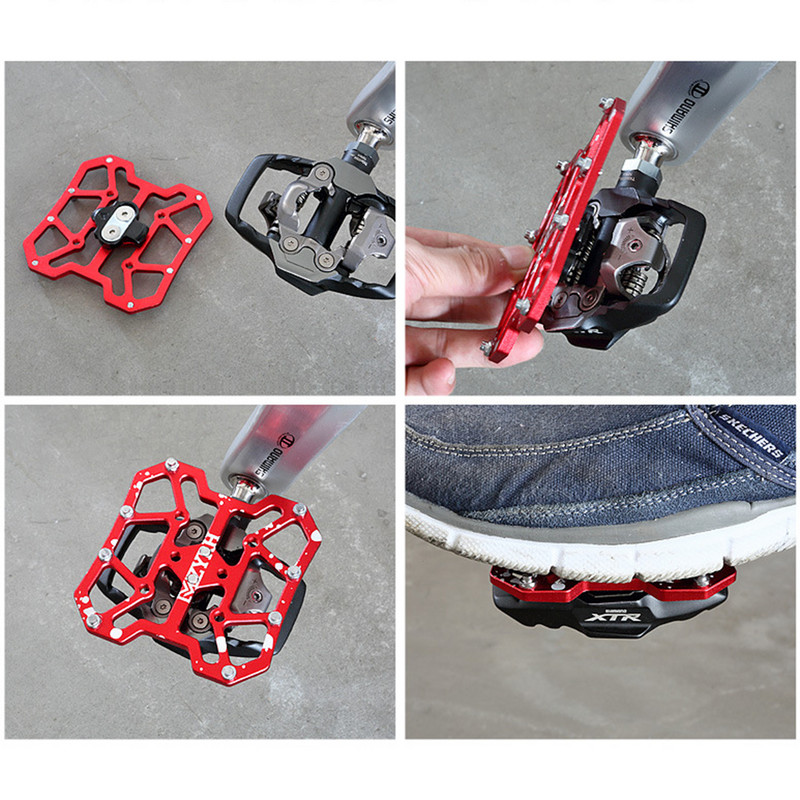 1 чифт планински велосипед педал платформа адаптер заключваща плоча за SPD педали фина изработка ултра висока якост