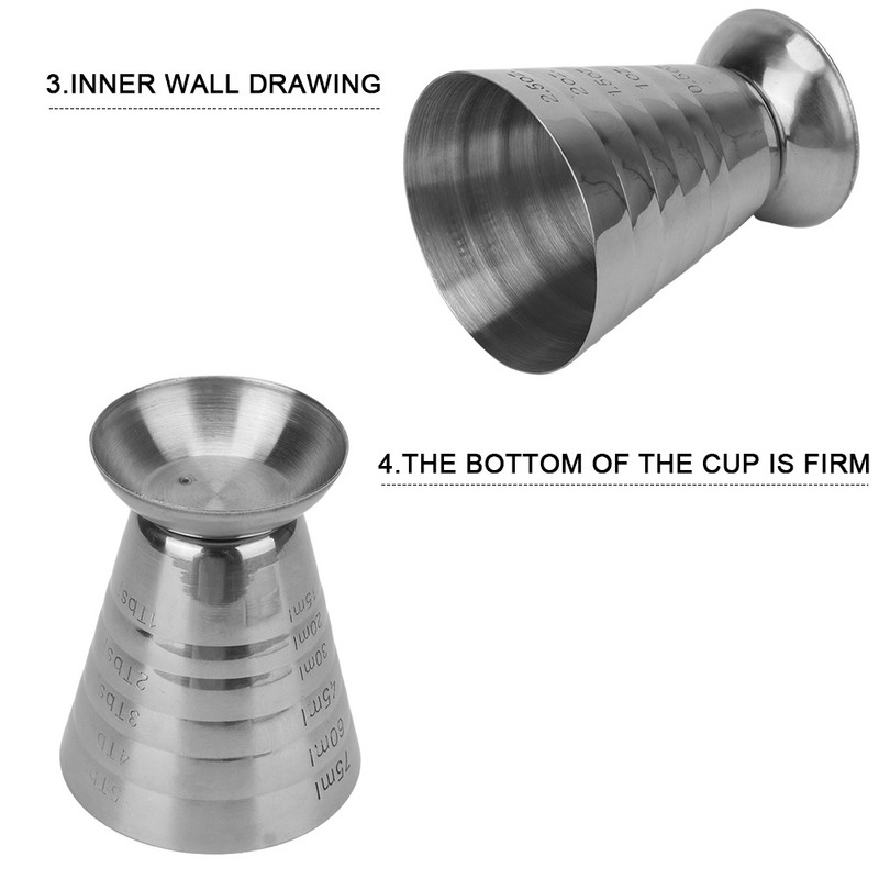 HILIFE bár vegyes italok kiegészítők koktéleszközök, kütyük Rozsdamentes acél bár koktél shaker Jigger mérőpohár 75 ml