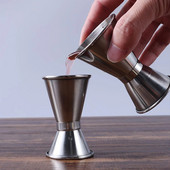 Dvigubo puodelio matavimo puodelis Aukštos kokybės nerūdijančio plieno barmenų kokteilių plaktuvas Matavimo puodelis virtuvės gėrimų baras Mišrūs įrankiai