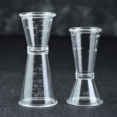 Cupă dublă transparentă Jigger uncie Plastic Rășină Lapte Ceai Cafea Amestecare Oz Cantar Cană de măsurare Home Bar Se aplică