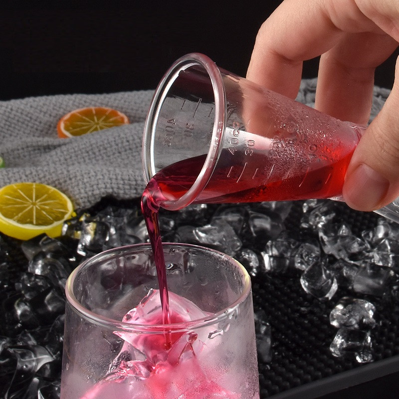 Double Clear Jigger Ounce Cup Πλαστική ρητίνη Milk Tea Coffee Mixing Oz Scale Measuring Cup Home Bar Εφαρμόζεται