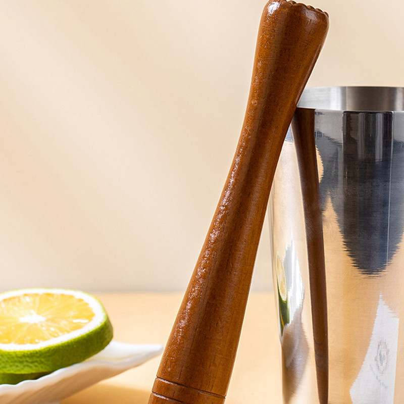 „Muddler“ medinis ledo medžio smulkintuvas „Mojito“ įrankis virtuvės kokteilis vaisių grūstuvės lazdelės plaktukas, kietas nerūdijantis plienas