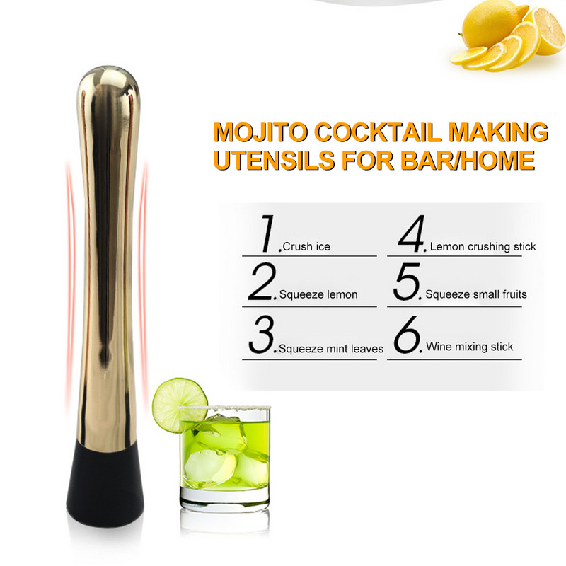 Roostevabast terasest segamispulgad baarisegisti, pika käepidemega isetegemine, jook Mojito kokteil, jääpuuviljapurusti riistvara baari tööriistad