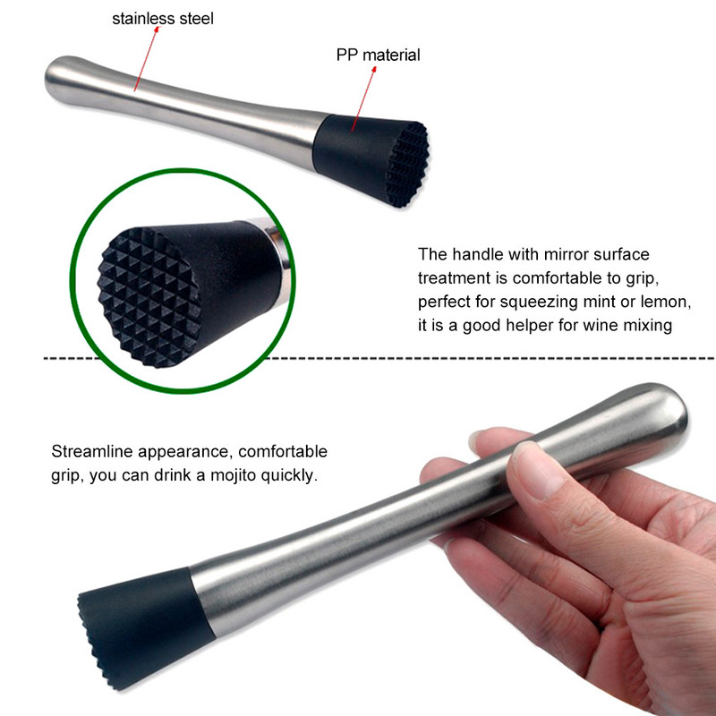 Roostevabast terasest segamispulgad baarisegisti, pika käepidemega isetegemine, jook Mojito kokteil, jääpuuviljapurusti riistvara baari tööriistad