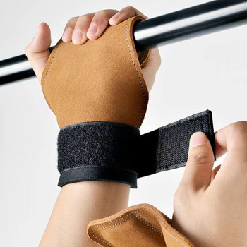 Телешки кожени ръкавици за фитнес Набирания, повдигащи гимнастически кросфит, противоплъзгащи колани, обвивки, поддържащи подложки за защита на дланите, произволен цвят